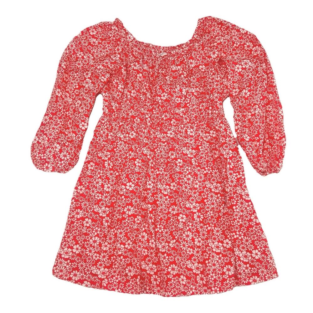 J. Crew Crewcuts Dress Girl’s Size 7 Pink Red Floral Boho Tiered Peasant Lined